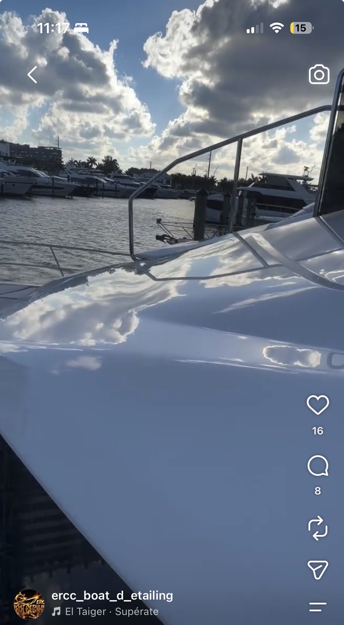 Polished yacht gelcoat